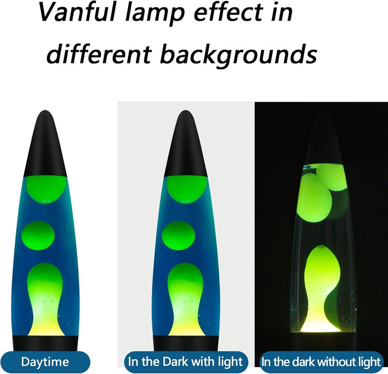 Vanful Store Magma Lamp with Yellow Wax in Blue Liquid 16 Inches Volcano Lamp for Adults Home Room Office Christmas Thanksgiving Day Decoration Glitter Lamps Great Present for Kids Boys Girls - Image 3